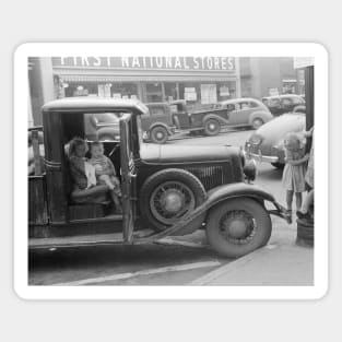 Farm Children Visiting Town, 1941. Vintage Photo Magnet